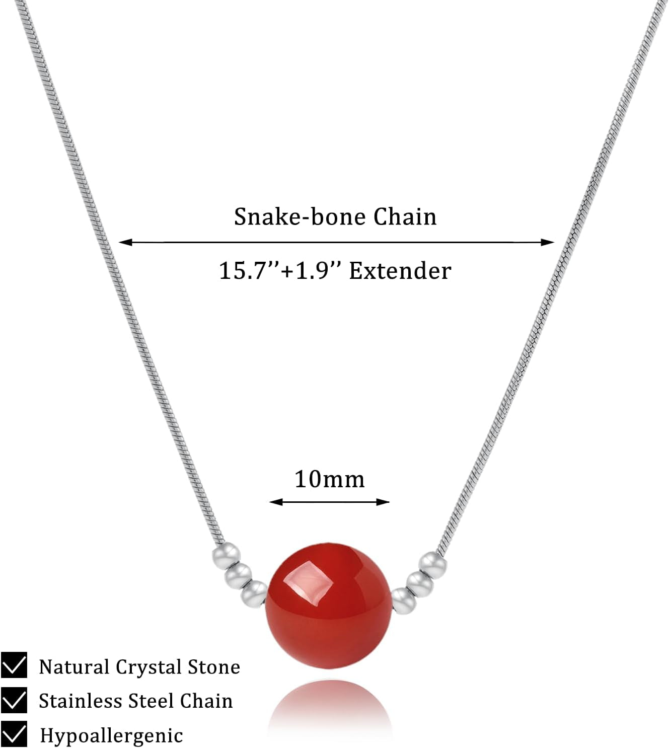 Healing Crystal Necklace for Women - Natural Stone Beaded Handmade Gemstone Jewelry - Protection Crystals Birthstone Necklace