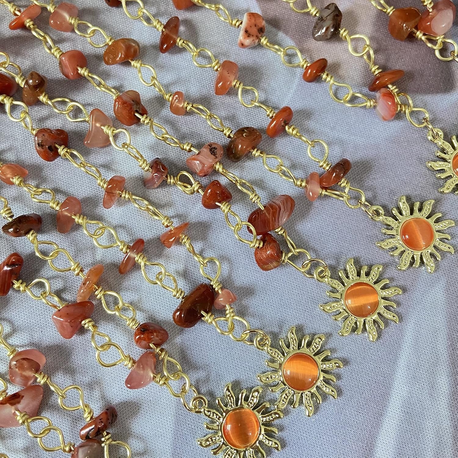 Colorful Beaded Gemstone Necklace for Women Natural Healing Crystal and Stone Boho Summer Choker Cute Handmade Birthday Christmas Jewelry Gifts for Teen Girls