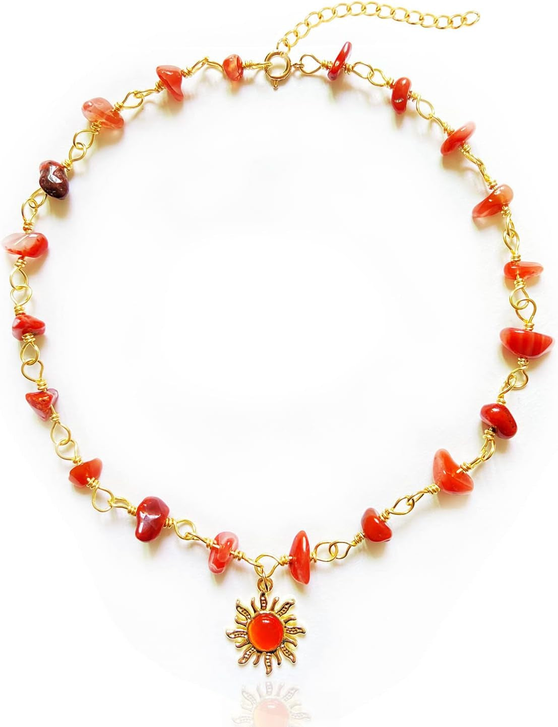 Colorful Beaded Gemstone Necklace for Women Natural Healing Crystal and Stone Boho Summer Choker Cute Handmade Birthday Christmas Jewelry Gifts for Teen Girls
