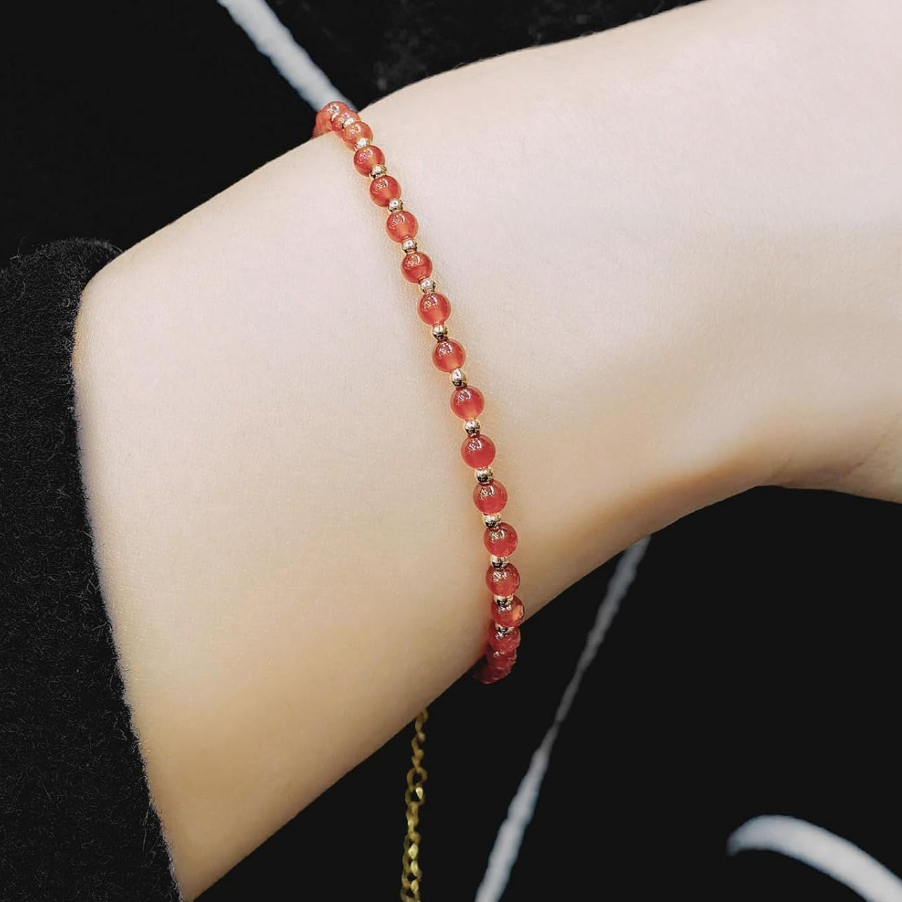 3Mm Mini Beads Natural Gemstone Adjustable Bracelet for Women, Energy Gem Charm Jewelry, Birthday Gift 7.1"