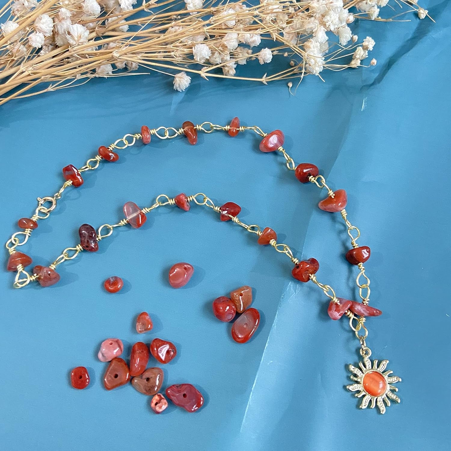 Colorful Beaded Gemstone Necklace for Women Natural Healing Crystal and Stone Boho Summer Choker Cute Handmade Birthday Christmas Jewelry Gifts for Teen Girls