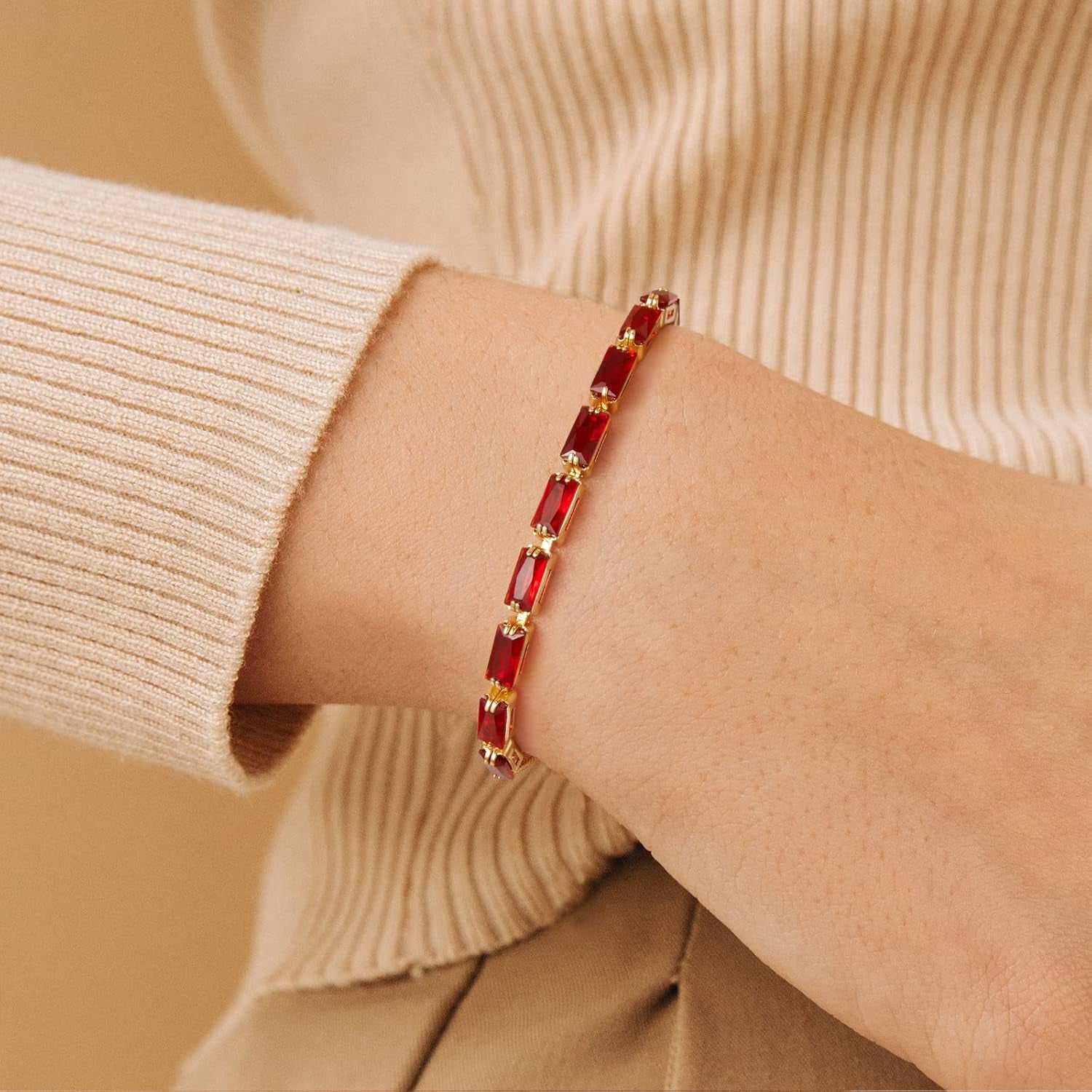 Tennis Bracelet for Women, 14K Gold Plated Cubic Zirconia Adjustable Slider Bracelets Trendy Jewelry Gift